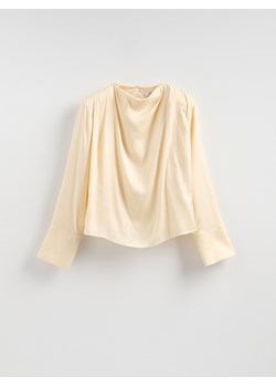 Reserved - Bluzka z lyocellem - kremowy ze sklepu Reserved w kategorii Bluzki damskie - zdjęcie 187539780