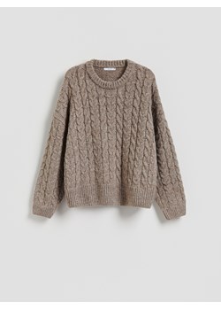 Reserved - Sweter z warkoczowym splotem - brązowy ze sklepu Reserved w kategorii Swetry damskie - zdjęcie 187539832