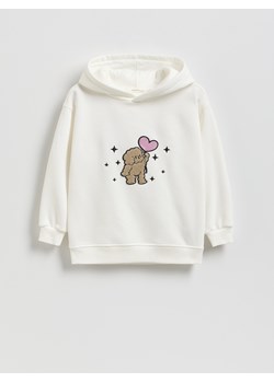 Reserved - Bawełniana bluza z aplikacją - złamana biel ze sklepu Reserved w kategorii Bluzy dziewczęce - zdjęcie 187539914