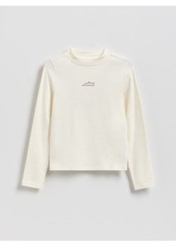 Reserved - Bawełniana bluzka z haftem - złamana biel ze sklepu Reserved w kategorii Bluzki dziewczęce - zdjęcie 187539973