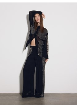 Reserved - Spodnie z wiskozy z aplikacją - czarny ze sklepu Reserved w kategorii Spodnie damskie - zdjęcie 187539984