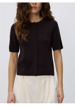 Reserved - Kardigan z wełny merino - ciemnobrązowy ze sklepu Reserved w kategorii Swetry damskie - zdjęcie 187540203