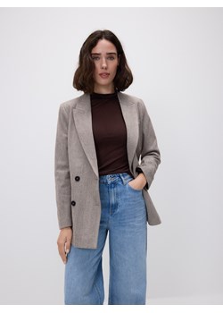 Reserved - Dwurzędowa marynarka w jodełkę - brązowy ze sklepu Reserved w kategorii Marynarki damskie - zdjęcie 187540240