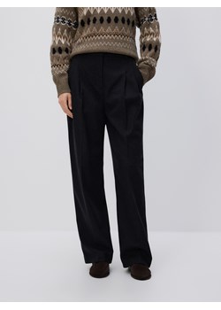 Reserved - Spodnie w kant z wełną - ciemnoszary ze sklepu Reserved w kategorii Spodnie damskie - zdjęcie 187540251