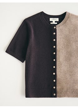 Reserved - Kardigan z wełny merino - ciemnobrązowy ze sklepu Reserved w kategorii Swetry damskie - zdjęcie 187541252