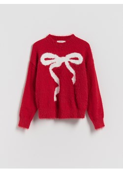 Reserved - Sweter z kokardką - czerwony ze sklepu Reserved w kategorii Swetry dziewczęce - zdjęcie 187541271