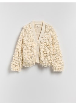 Reserved - Kardigan ze strukturalnym splotem - złamana biel ze sklepu Reserved w kategorii Swetry damskie - zdjęcie 187541680
