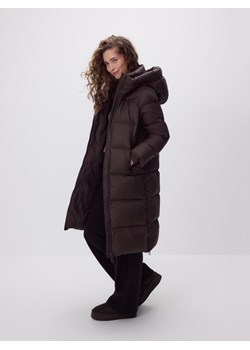 Reserved - Puchowa kurtka z kapturem - ciemnobrązowy ze sklepu Reserved w kategorii Płaszcze damskie - zdjęcie 187541780