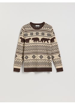 Reserved - Sweter ze świątecznym motywem - kremowy ze sklepu Reserved w kategorii Swetry męskie - zdjęcie 187543962