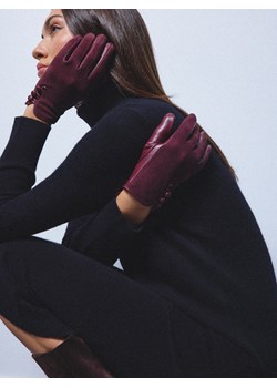 Mohito - Skórzane rękawiczki - mahoń ze sklepu Mohito w kategorii Rękawiczki damskie - zdjęcie 187545762