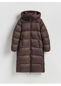 Reserved - Puchowa kurtka z kapturem - ciemnobrązowy ze sklepu Reserved w kategorii Płaszcze damskie - zdjęcie 187545894