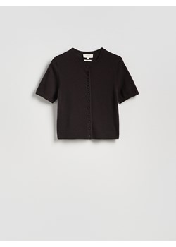 Reserved - Kardigan z wełny merino - ciemnobrązowy ze sklepu Reserved w kategorii Swetry damskie - zdjęcie 187545900