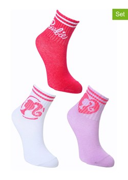 Barbie Skarpety (3 pary) &quot;Barbie&quot; w kolorze różowo-białym ze sklepu Limango Polska w kategorii Skarpetki dziecięce - zdjęcie 187546513