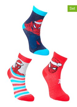 Spiderman Skarpety (3 pary) &quot;Spider-Man&quot; w kolorze czerwono-granatowo-błękitnym ze sklepu Limango Polska w kategorii Skarpetki dziecięce - zdjęcie 187546552