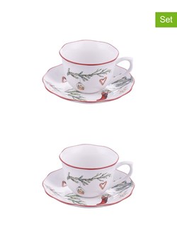 Villa d´Este Filiżanki jumbo (2 szt.) &quot;Rametto&quot; w kolorze biało-zielono-czerwonym - 380 ml ze sklepu Limango Polska w kategorii Dzbanki i zaparzacze - zdjęcie 187546912