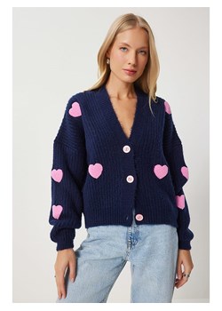 Happiness Istanbul Kardigan w kolorze granatowo-jasnoróżowym ze sklepu Limango Polska w kategorii Swetry damskie - zdjęcie 187546960