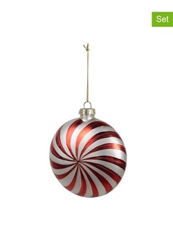 Clayre &amp; Eef Bombki (2 szt.) w kolorze srebrno-czerwonym - Ø 10 cm ze sklepu Limango Polska w kategorii Dekoracje bożonarodzeniowe - zdjęcie 187547190