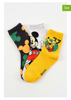 Disney Mickey Mouse Skarpety (3 pary) &quot;Myszka Miki&quot; w kolorze żółtym, czarnym i szarym ze sklepu Limango Polska w kategorii Skarpetki dziecięce - zdjęcie 187547320