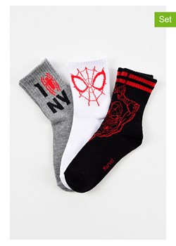 Spiderman Skarpety (3 pary) &quot;Spider-Man&quot; w kolorze szarym, czarnym i białym ze sklepu Limango Polska w kategorii Skarpetki dziecięce - zdjęcie 187547354