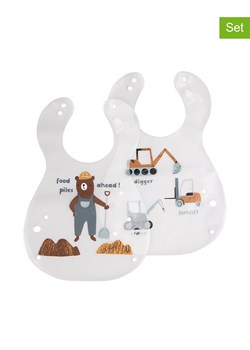 Sebra Śliniaczki (2 szt.) &quot;Busy Builders&quot; w kolorze białym ze wzorem ze sklepu Limango Polska w kategorii Zabawki - zdjęcie 187548250