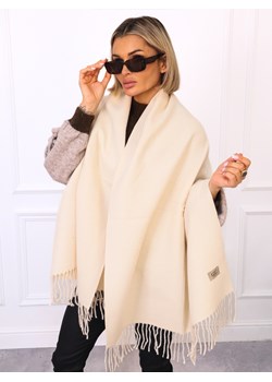 KLASYCZNY SZAL Z FRĘDZLAMI I NASZYWKĄ- BEŻOWY ze sklepu olika.com.pl w kategorii Szaliki i chusty damskie - zdjęcie 187548950