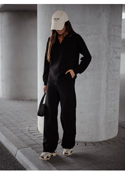 KOMPLET DZIANINOWY SWETERKOWA BLUZA+ SPODNIE- CZARNY ze sklepu olika.com.pl w kategorii Komplety i garnitury damskie - zdjęcie 187549000