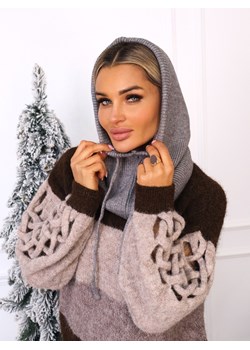 KOMINIARKA DZIANINOWA Z KAPTUREM- SZARA ze sklepu olika.com.pl w kategorii Szaliki i chusty damskie - zdjęcie 187549011