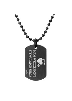 Czarny satynowany nieśmiertelnik z grawerem medycznym ratunkowym ICE ze sklepu manoki.pl w kategorii Naszyjniki męskie - zdjęcie 187549324