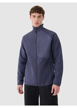 Męska bluza ze stójką rozpinana bez kaptura 4F 4FWSS25TSWSM1751 - granatowa ze sklepu Sportstylestory.com w kategorii Bluzy męskie - zdjęcie 187549800