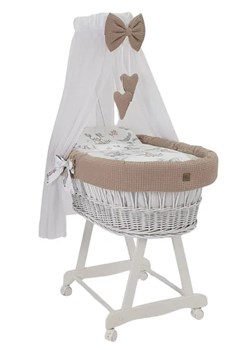 Beżowy Zestaw Łóżeczko Z Baldachimem W4-R35 ze sklepu Edinos.pl w kategorii Łóżka dziecięce - zdjęcie 187551841