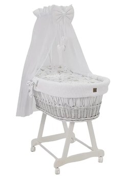 Biały komplet łóżeczko kosz z baldachimem K0-B01 ze sklepu Edinos.pl w kategorii Łóżka dziecięce - zdjęcie 187551844