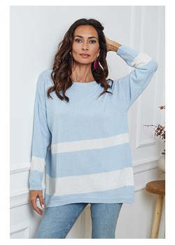 So Cachemire Sweter &quot;Ellev&quot; w kolorze błękitno-białym ze sklepu Limango Polska w kategorii Swetry damskie - zdjęcie 187552490