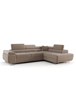 Beżowy rozkładany narożnik z pojemnikiem E0-P24 ze sklepu Edinos.pl w kategorii Narożniki - zdjęcie 187552683