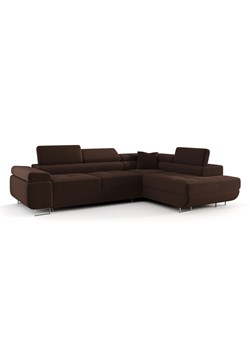 Brązowy sztruksowy narożnik z funkcją spania H9-N65 ze sklepu Edinos.pl w kategorii Narożniki - zdjęcie 187552691