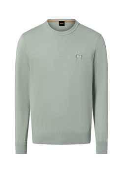 BOSS Orange Męski sweter z dzianiny z zawartością kaszmiru - Kanovano Mężczyźni Bawełna seledynowy jednolity ze sklepu vangraaf w kategorii Swetry męskie - zdjęcie 187554313