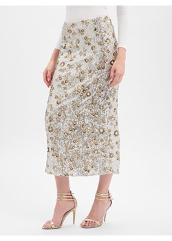 Msch Copenhagen Cekinowa spódnica damska - MSCHMagnolia Kobiety srebrny wypukły wzór tkaniny ze sklepu vangraaf w kategorii Spódnice - zdjęcie 187554351