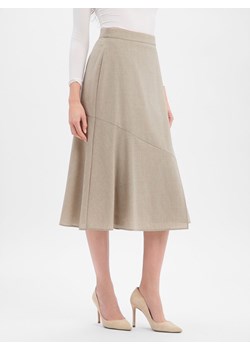 BOSS Damska spódnica midi z wełny dziewiczej - Vuleran Kobiety wełna ze strzyży beżowy marmurkowy ze sklepu vangraaf w kategorii Spódnice - zdjęcie 187554354