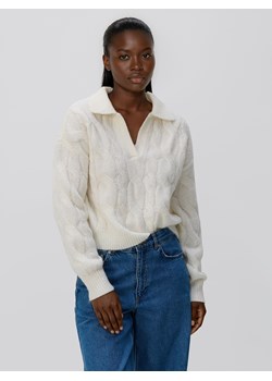 Reserved - Sweter z kołnierzykiem - kremowy ze sklepu Reserved w kategorii Swetry damskie - zdjęcie 187554830