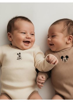 Sinsay - Bawełniane body 2 pack Mickey Mouse - beżowy ze sklepu Sinsay w kategorii Odzież dla niemowląt - zdjęcie 187555800