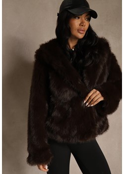Brązowa Kurtka Futerko z Nieodpinanym Kapturem Vetisala ze sklepu renee.pl w kategorii Futra damskie - zdjęcie 187556053