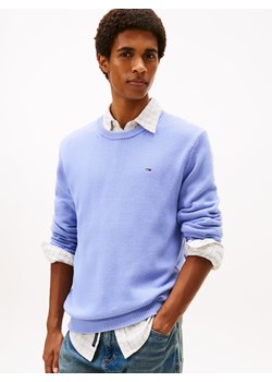 Tommy Jeans Męski sweter Mężczyźni Bawełna jasnoniebieski jednolity ze sklepu vangraaf w kategorii Swetry męskie - zdjęcie 187557451