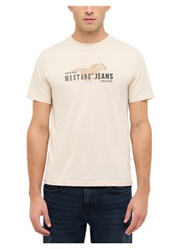 Mustang Koszulka męska - Austin Mężczyźni Bawełna beżowy nadruk ze sklepu vangraaf w kategorii T-shirty męskie - zdjęcie 187557460