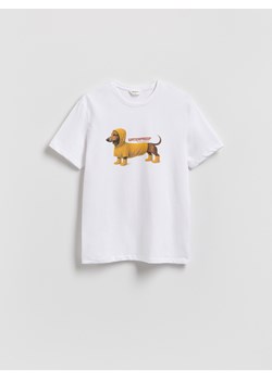 Reserved - T-shirt regular z nadrukiem - biały ze sklepu Reserved w kategorii T-shirty męskie - zdjęcie 187557644