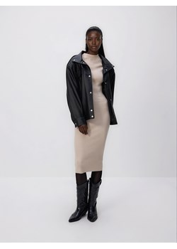 Reserved - Prążkowana sukienka z wiskozą - beżowy ze sklepu Reserved w kategorii Sukienki - zdjęcie 187557660