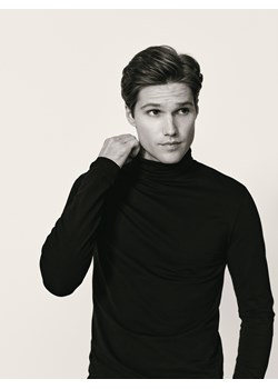 Reserved - Bawełniany longsleeve z golfem - czarny ze sklepu Reserved w kategorii T-shirty męskie - zdjęcie 187557674