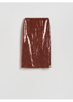 Reserved - Cekinowa spódnica midi - brązowy ze sklepu Reserved w kategorii Spódnice - zdjęcie 187557810