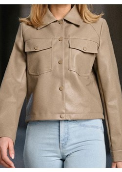 Sinsay - Krótka kurtka z imitacji skóry - brązowy ze sklepu Sinsay w kategorii Kurtki damskie - zdjęcie 187559382