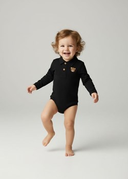 Sinsay - Bawełniane body z kołnierzem - czarny ze sklepu Sinsay w kategorii Odzież dla niemowląt - zdjęcie 187559420