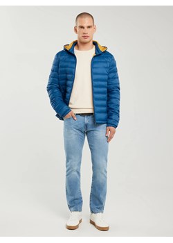 Kurtka męska pikowana z kapturem niebieska Acarf 402 ze sklepu Big Star w kategorii Kurtki męskie - zdjęcie 187560913