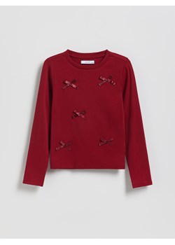 Reserved - Bawełniana bluzka z kokardami - bordowy ze sklepu Reserved w kategorii Bluzki dziewczęce - zdjęcie 187561222